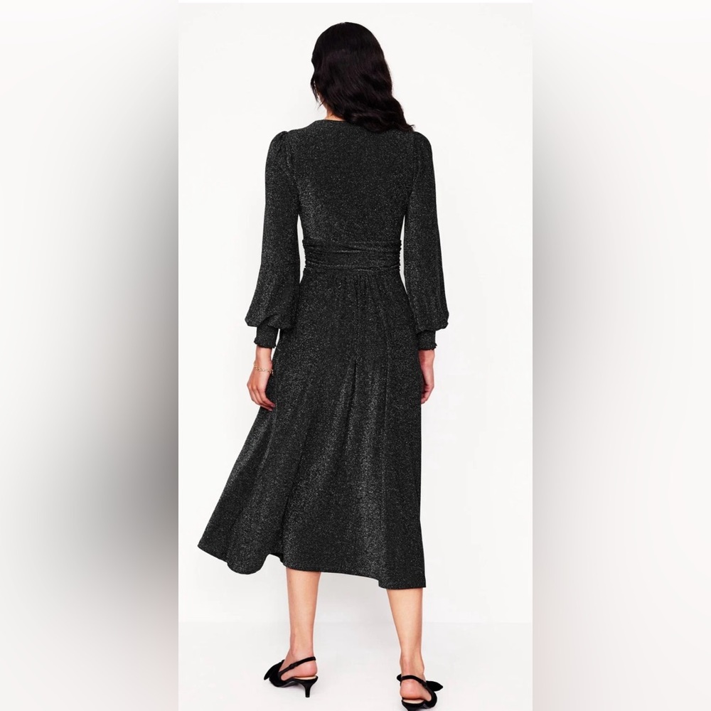 Boden Daphne Metallic Midi Dress in Black - Picture 4 of 12
